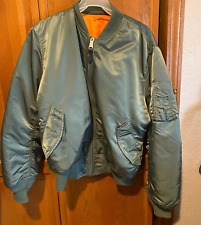Vintage 70s Alpha Industries MA-1 Flight Jacket Military Green Large Reversible picture