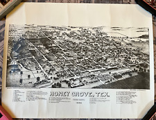 RARE VINTAGE POSTER - HONEY GROVE TEXAS Frameable Map - 17