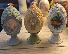 VTG 1994 Lot Of 3 Season's Treasures Egg Collection Seashells Bouquet Birds picture