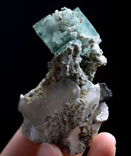 80g Natural Green Phantom Fluorite &Calcite Mineral Specimen/xianghualing China picture