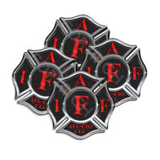 IAFF Sticker Decals 4pack Firefighter Intl Maltese Cross 3 inch wide Black w Red picture