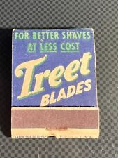 VINTAGE MATCHBOOK - TREET BLADES - FOR BETTER SHAVES AT LESS COST - UNSTRUCK picture