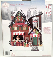 Collectible Holiday Time Chocolate Store Christmas Village Lite Up 8 Carols picture