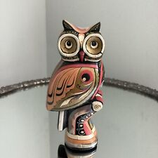 Hand Painted Wooden  Folk Art Owl Colorful picture