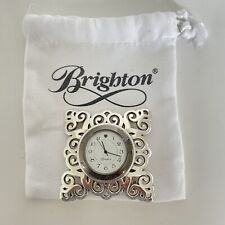 Brighton Geneva Ornate Silver Mini Desk Clock-BRAND NEW BATTERY-Works GREAT-GIFT picture