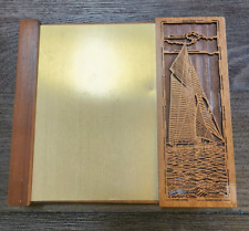 Vintage LASERCRAFT Note Pad Holder, Ship, Solid American Walnut picture