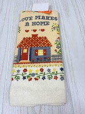 Vintage Love Makes A Home Kitchen Hand Towel Cotton Cottage Core 1987 picture
