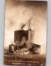 c1911 Fire Burning McLane Swift Building Battle Creek Michigan MI RPPC Postcard picture