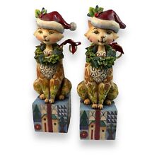 Pair Of Jim Shore Santa Claws Cat Christmas Heartwood Creek Collection picture