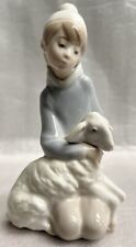 Lladro Porcelain Figurine # 4676 Shepherd Boy Holding Lamb Spain picture