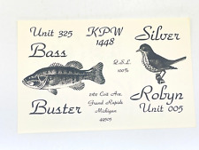 Vintage QSL Card Ham CB Amateur Radio Bass Buster Silver Robyn KPW 1448 Michigan picture