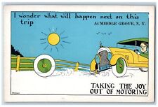 c1920's Taking The Joy Out Of Motoring Motor Comic Middle Grove NY Postcard picture