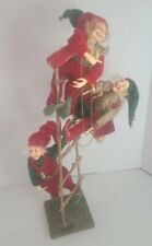 3 Resin Elf Figurines On A Ladder Christmas Tree decor figurine picture
