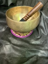 Rare Antique Pedestal NagaHealing Yoga collectible Singing bowl Size 6.7" Id# E2 picture