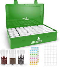Seed Organizer Storage Box, Green Opaque Light Proof Seed Bank with 60 Transpare picture
