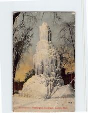 Postcard Ice Fountain Washington Boulevard Detroit Michigan USA picture