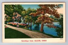 Alger OH-Ohio, Scenic Greetings, Water, Antique, Vintage c1955 Postcard picture