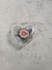 Natural Expressions Real Freeze Dried Pink Rose Heart Shaped Glass Paperweight picture