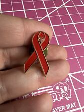 Vintage HIV AIDS awareness red ribbon lapel pin picture