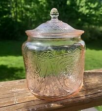 Anchor Hocking Royal Lace Pink Depression Glass Biscuit/Cookie Jar With Lid  picture