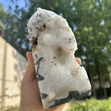 865g Natural moss agate obelisk quartz crystal geode tower point healing gift picture