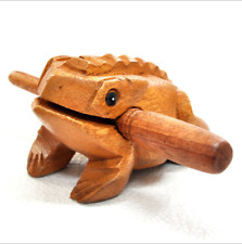 Thailand Craft Wooden Lucky Frog Croaking Musical Instrument Home Office Decor picture