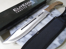 ElitEdge Zebra Wood Bowie Fixed Blade Knife Full Tang Machete 420C 15 3/4