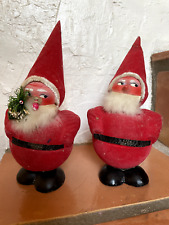 Antique West Germany Santa Claus Flocked Candy Containers 1940's picture