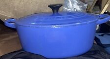 Vintage Le Creuset #25 Oval Dutch Oven Colbalt Blue 3.5 Qt Enamel Cast picture