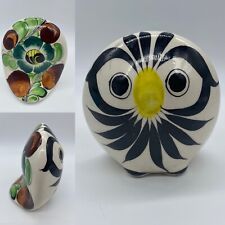Vintage Hand Painted Ceramic Owl Mexico Tonala Folk Art Mexican picture
