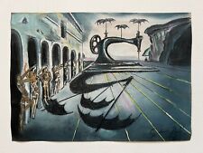 Salvador Dali (Handmade) Drawing - Painting mixed media on paper signed stamped picture