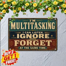 Multitasking Task List Tin Sign Humorous Office Workplace Metal Wall Plaque 8x12 picture