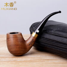 Rosewood Tobacco Pipe Handmade Wooden Classic Smoking Pipe 9mm Bent Curved Stem picture