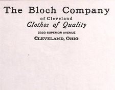 1938 THE BLOCH COMPANY CLOTHES OF QUALITY CLEVELAND OH BILLHEAD INVOICE Z281 picture