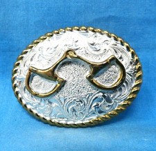 Vintage Crumrine Dress Belt Buckle - Bit - Heavy Silver Plate on Bronze   MMR274 picture