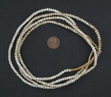 Vintage White Ghana Glass Beads 2 Strands 5mm African 24 Inch Strand Handmade picture