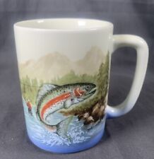 ✨Vintage Otagiri Japan Coffee Mug Fly Fishing Trout Cup Excellent✨ picture