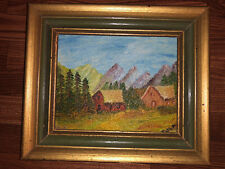 Original Miniature Oil On Board Painting, Farm On Country Road, Signed 