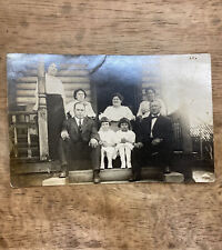 RPPC Real Photo Postcard Large Family Group  Outside Unique Damaged As Is picture