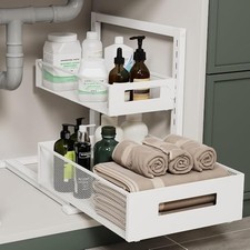 Petiza Under Sink Organizer Adjustable Height 2 Tier Bathroom Organizer Pull ... picture