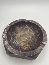 Vintage Purple Alabaster Marble Stone Ashtray Made in Italy picture