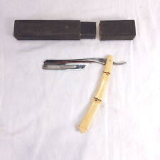 Vintage NORTHFIELD CUTLERY Straight Razor w/ Plastic Bamboo Look Scales USA picture