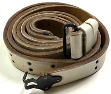 WWII US M1 GARAND RIFLE M1907 LEATHER CARRY SLING-HONOR GUARD, MP, WHITE LEATHER picture