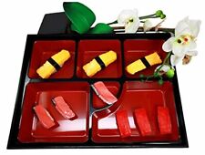 Ebros Japanese 6 Compartments Restaurant Bento Box Plastic Serving Platter picture