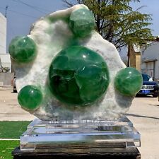70.18LB Natural green spherical fluorite crystal cluster mineral sample picture