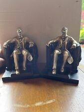 Vintage Bronze Lincoln In The Chair Bookends picture