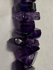 CHARGED Premium Natural (Dark) Amethyst Crystal Chip Necklace 36” picture