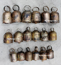 Decorative Vintage Handmade Rounded Top Rustic Iron Tin Bells 18 Pcs Lot X Mas picture