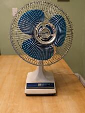 Vintage Galaxy by Lasko 12” Oscillating Blue Blades Desk Fan 3 Speed Type 12-1 picture