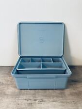 3 PC Tupperware Tuppercraft Blue Stow N Go Care Craft Organizer + Tray picture